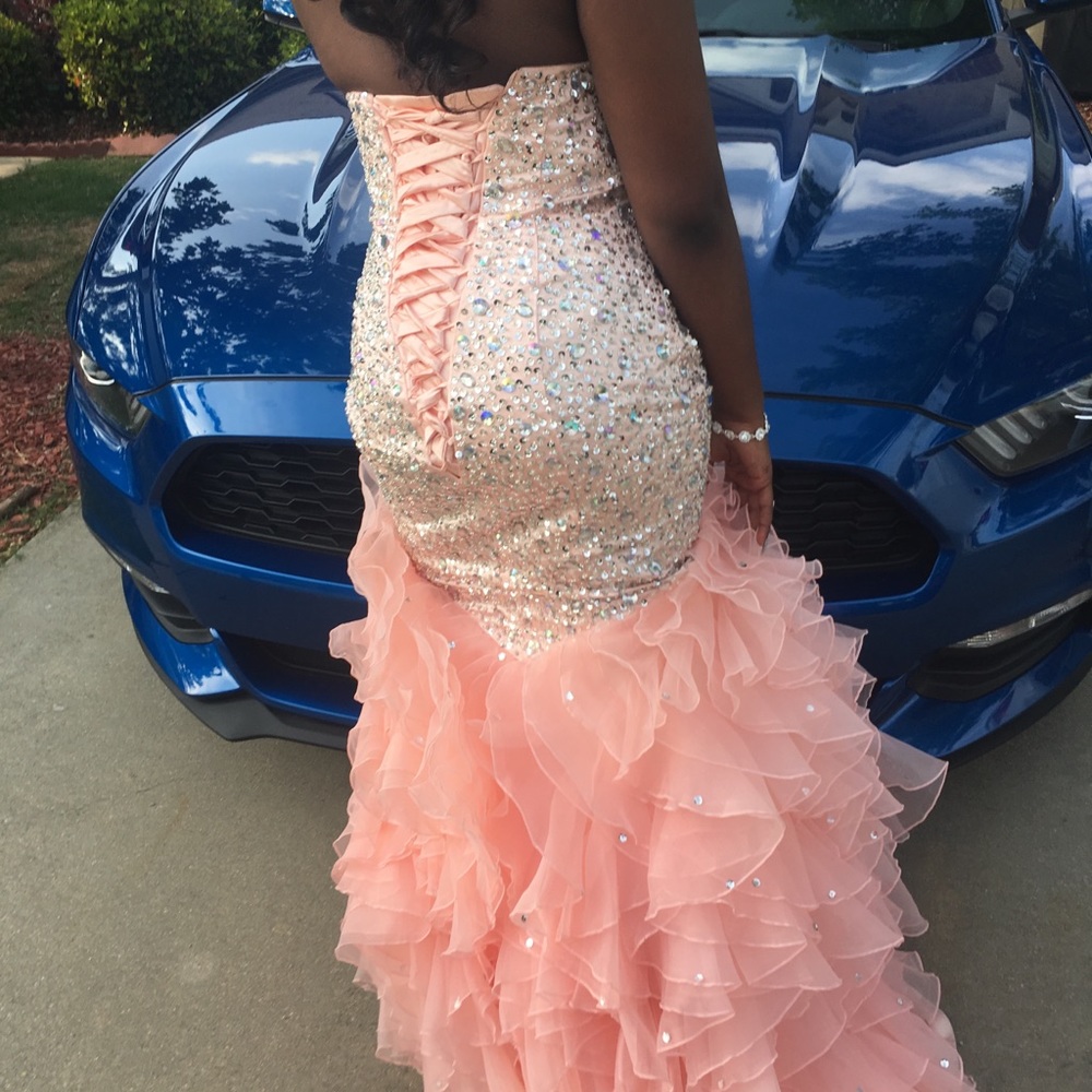 Pink Rhinestone Prom Dress - Picture 3 of 8